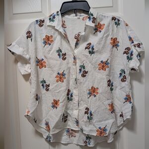 Madewell Hilltop Button Up Shirt in Hawaiian Hideaway White Floral Size Small S